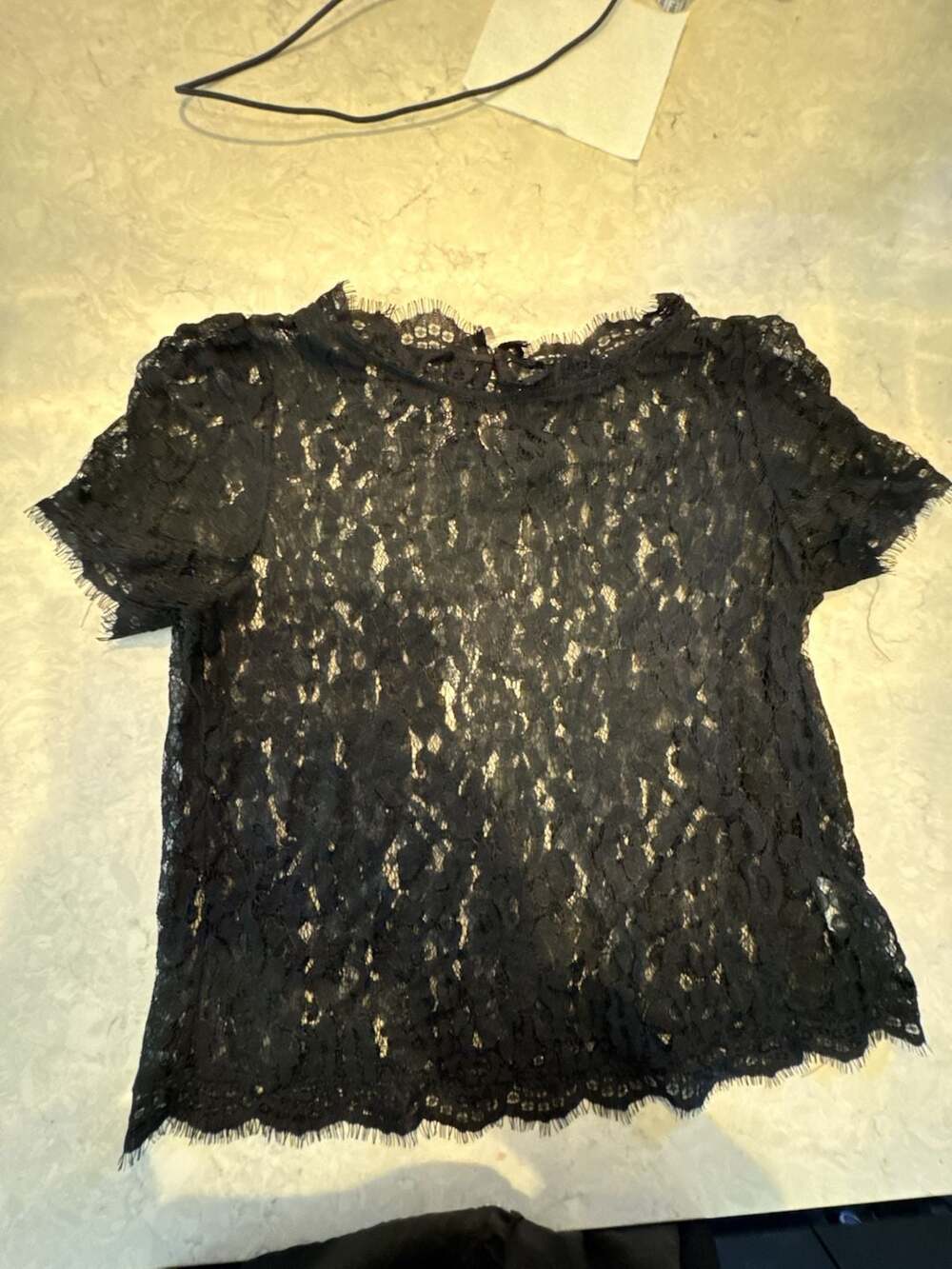 Allegra K Black Lace Short Sleeve Top
